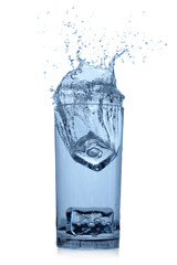 Splashing water in glass