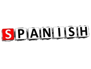 3D Spanish Language Crossword on white background