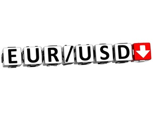 3D Currency euro dollar rate concept symbol