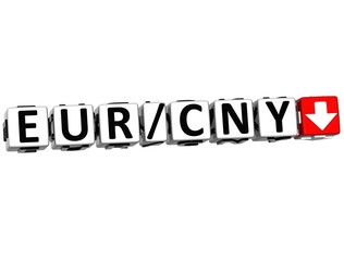 3D Currency euro yuan rate concept symbol