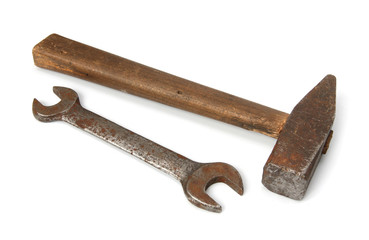 Wrench and hammer.