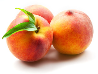 Fototapeta na wymiar Peach isolated. Peach fruit isolate on white.