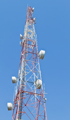 Telecommunication mast with microwave link and TV transmitter an