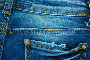 Fototapeta premium blue jeans pocket closeup.