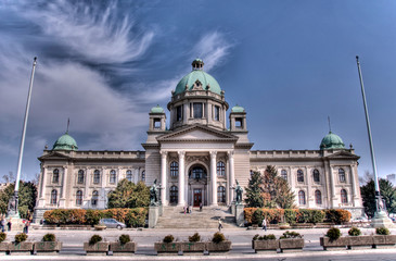 Serbian parlament - obrazy, fototapety, plakaty