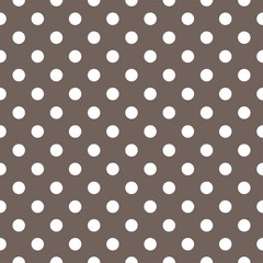 Polka dots on brown background retro seamless vector pattern