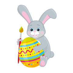 cute Easter Bunny draws on the egg