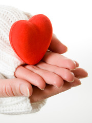 Hands warm heart on a white background.