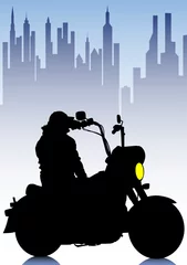 Selbstklebende Fototapete Motorrad Motorrad des Touristen in der Stadt