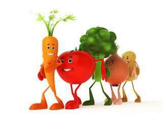 3d rendered illustration of some funny food characters