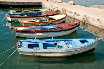 Fototapeta na wymiar Fishing boats in the crystal Adriatic water, Croatia