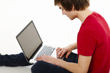 Man working with a laptop