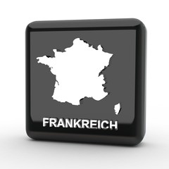 Button 3d Karte Frankreich schwarz