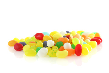 group of colored sweet candies isolated in white background