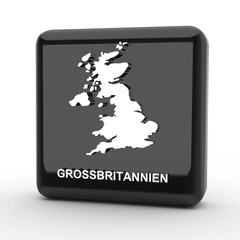 Button 3d Karte Großbritannien schwarz