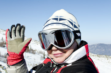 Portrait of a woman alpine skier