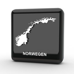 Button 3d Karte Norwegen schwarz