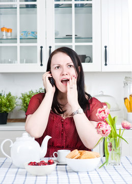Woman talking on phone