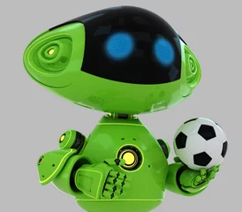 Poster Schattige robot houdt bal vast © Vladislav Ociacia