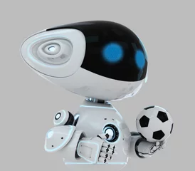 Deurstickers Schattige robot houdt bal vast © Vladislav Ociacia