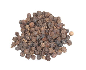 Pile black pepper grain isolated on white background