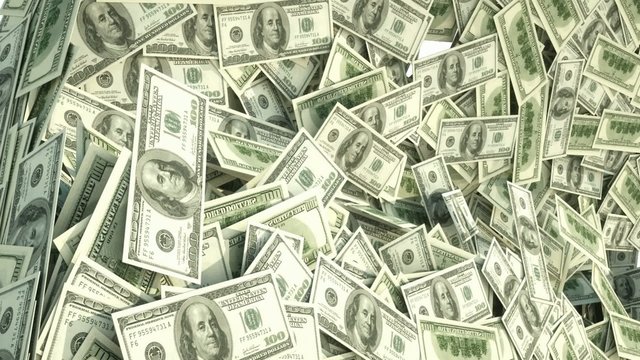 Filling the frame with US dollar bundles. Wealth and money