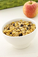 healthy granola and fresh fruits