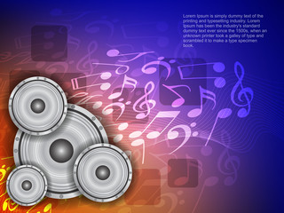 abstract music theme background with loudspeakers