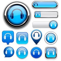 Headphones high-detailed web button collection.