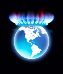 Gas Stove flame as crown of Earth planet.