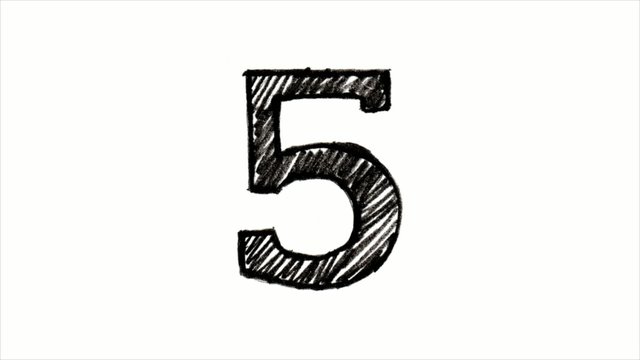 countdown film leader with drawn numerals, HD 1080p