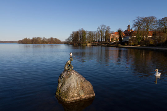 Stone in a lake near small town of Eutin (Germany)