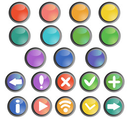 Round buttons set with basic web icons