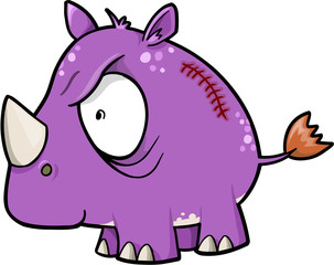 Crazy Insane Rhinoceros Animal Safari Vector Illustration
