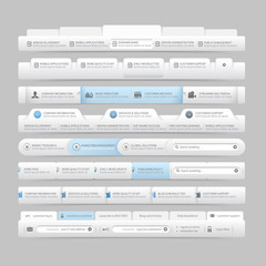 Web design elements with icons set: Navigation menu bars - obrazy, fototapety, plakaty