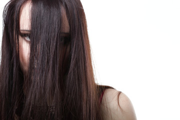 beautiful brunette woman long hair