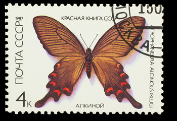 USSR - CIRCA 1987: A stamp printed in USSR, shows Butterfly Atro