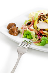 meat salad with ham and neat's tongue
