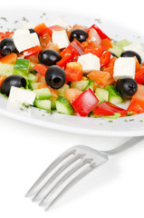 greek salad isolated on white background