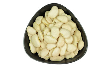 Seeds Big Lima (Butter) bean in pottery bowl.