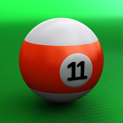 Colorful pool ball over green