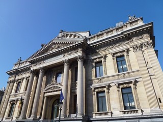 The historic building of the stock exchange in Brussels