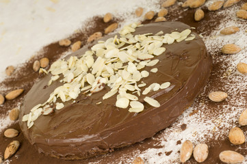 chocolate cake with almonds