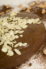 chocolate cake with almonds