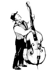 sketch of a musician on the bass viols