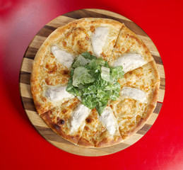 Pizza with meat chicken