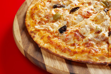 Pizza with seafood