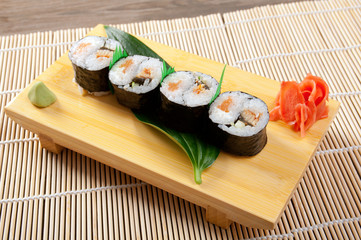 Japanese sushi  Roll made of Smoked fish