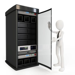 3d man businessman with server rack