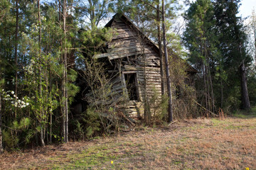 Old broken down wooden building